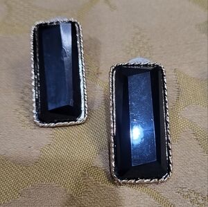 Black rectangle acrylic post earrings